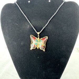 Vintage Cloisonne Butterfly Pendant